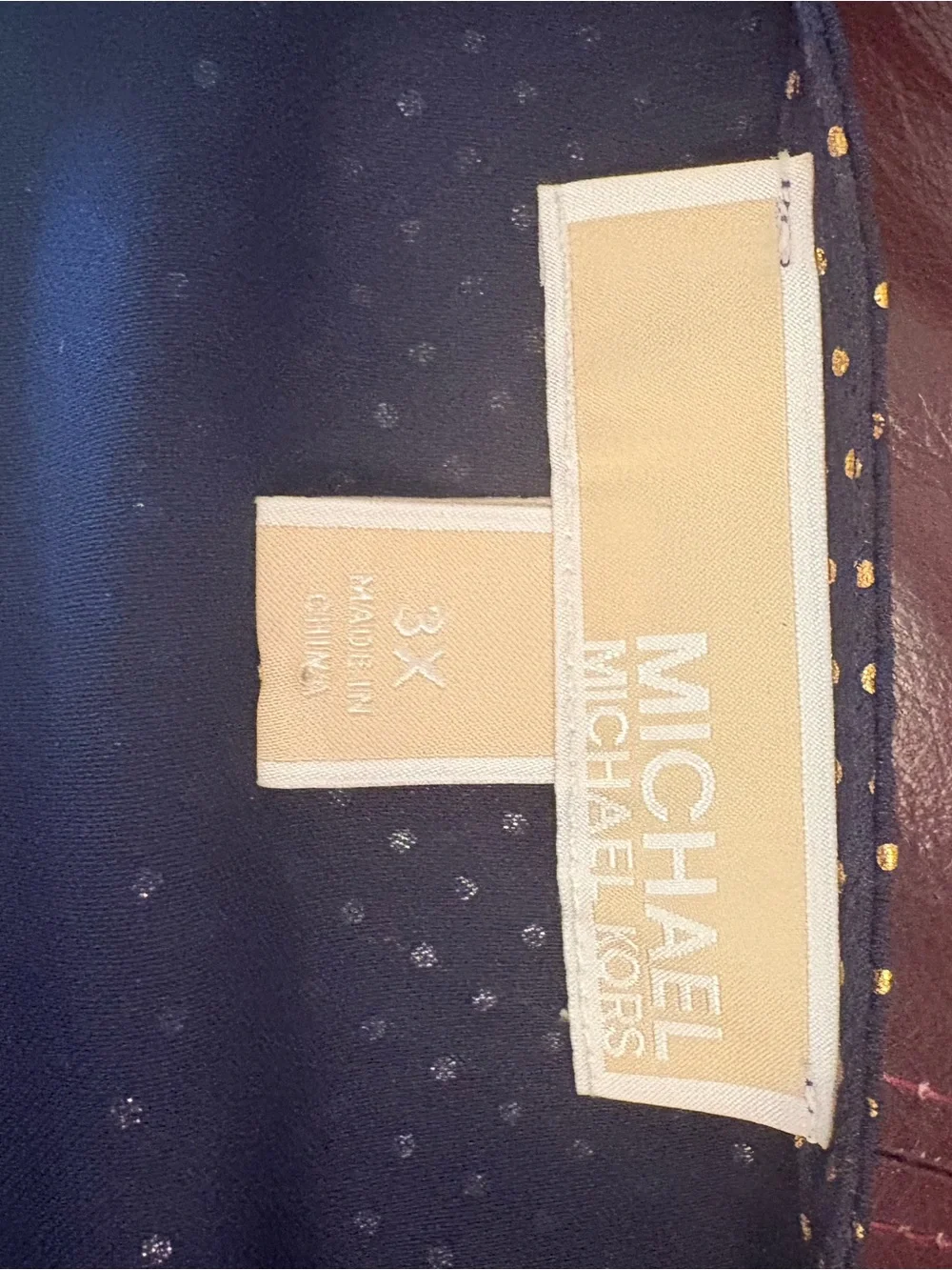 Michael Kors 3X Navy Gold Polka Dot Chiffon Poncho Cover Up Plus Size